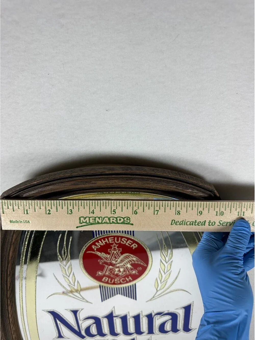 Vintage Natural Light Beer Mirror Sign Anheuser-Busch Wood Frame C-12